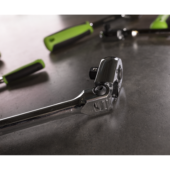 Extra-Long Flexi-Head Ratchet Wrench with Flip Reverse 1/2" Sq Drive Sealey Siegen